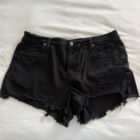 aerie Pants - Aerie Black Distressed Jean Shorts